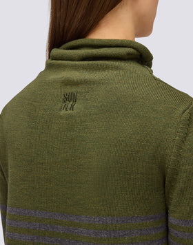 WOMEN'S HIGH NECK SWEATER WITH STRIPED DETAIL