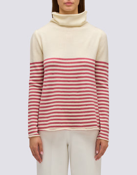 WOMEN'S HIGH NECK SWEATER WITH STRIPED DETAIL