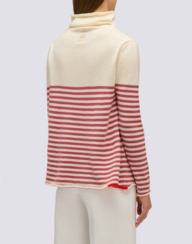 WOMEN'S HIGH NECK SWEATER WITH STRIPED DETAIL