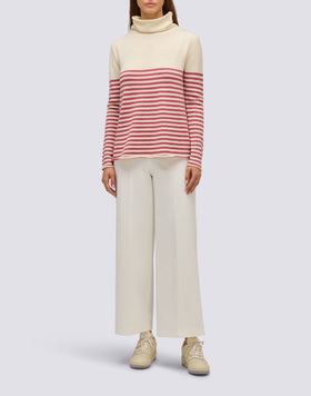 WOMEN'S HIGH NECK SWEATER WITH STRIPED DETAIL