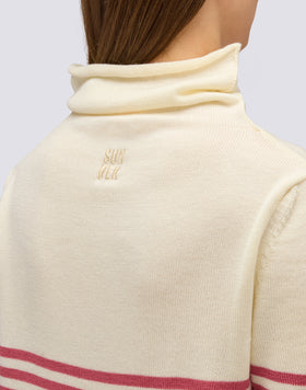 WOMEN'S HIGH NECK SWEATER WITH STRIPED DETAIL