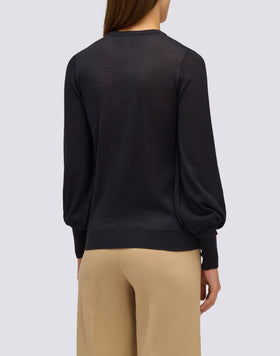 JERSEY DE LANA DE MUJER CON CUELLO REDONDO Y MANGA AJUSTADA