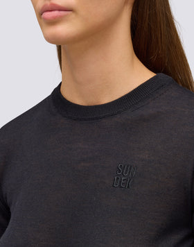 JERSEY DE LANA DE MUJER CON CUELLO REDONDO Y MANGA AJUSTADA