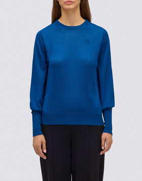 WOMEN'S CREW NECK WOOL SWEATER WITH NARROW SLEEVES