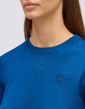 WOMEN'S CREW NECK WOOL SWEATER WITH NARROW SLEEVES