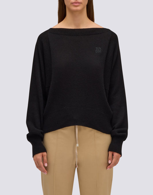 WOMEN'S BOAT NECK WOOL SWEATER