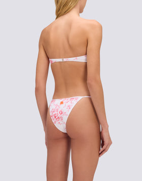 KERR - SLIP DE BIKINI À COUPE ÉCLAIRÉE AVEC LACETS RÉGLABLES MOTIF ROSE DE JOIE