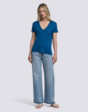 WOMEN'S HALF-SLEEVED LINEN T-SHIRT