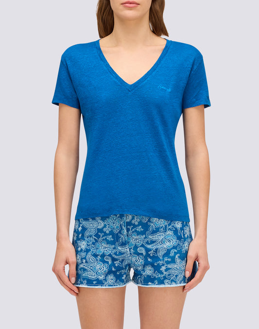 WOMEN'S HALF-SLEEVED LINEN T-SHIRT