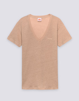 HALF-SLEEVED LINEN T-SHIRT
