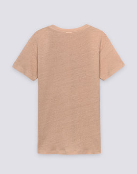 HALF-SLEEVED LINEN T-SHIRT