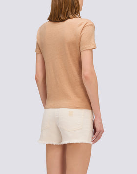 HALF-SLEEVED LINEN T-SHIRT