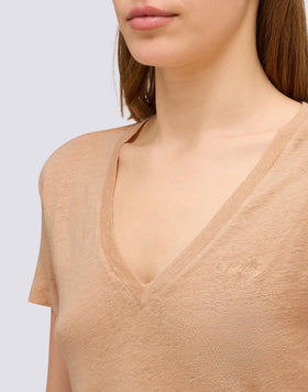 HALF-SLEEVED LINEN T-SHIRT