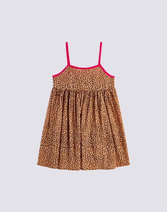 LEOPARD PRINT DRESS WITH CONTRAST STRAPS