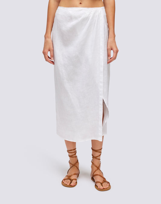 LONG LINEN SKIRT WITH FRONT OPENING