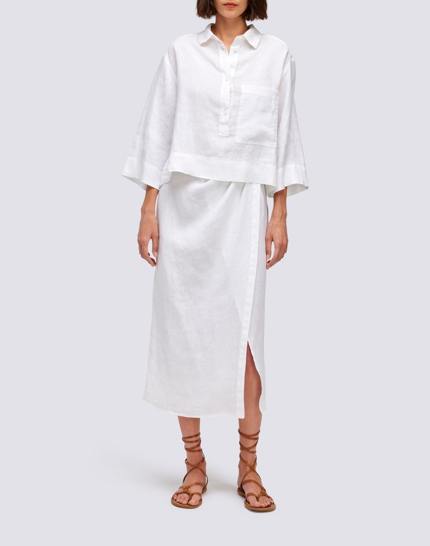 LONG LINEN SKIRT WITH FRONT OPENING