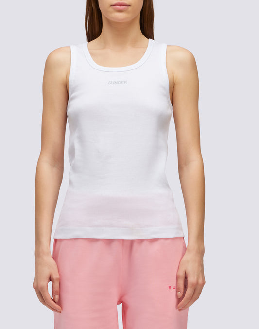 RIBBED TANK TOP WITH EMBROIDERED LOGO
