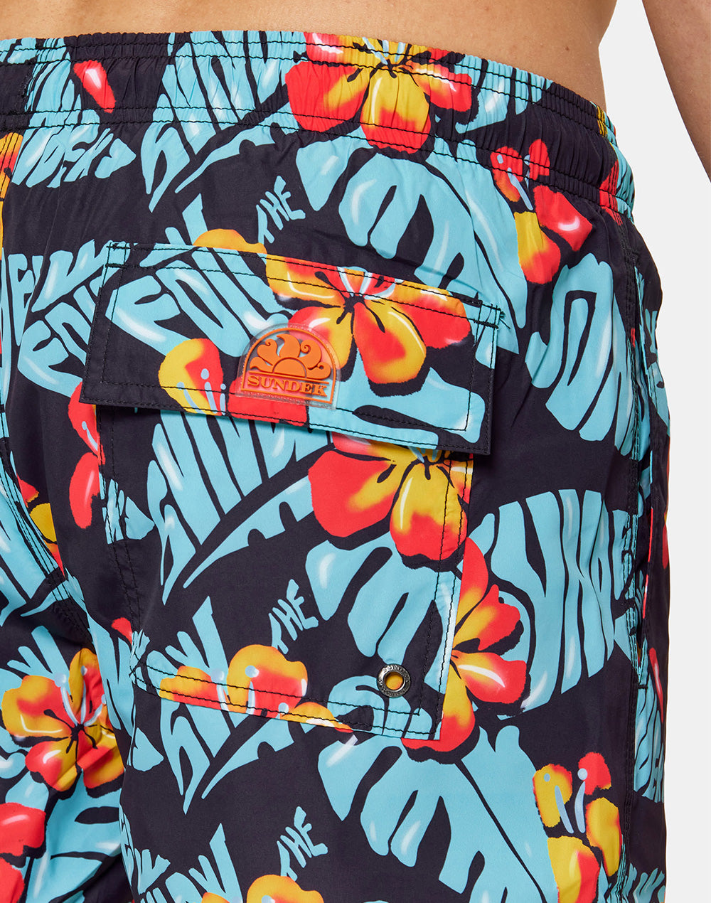 SHORT DE BAIN AVEC MOTIF FANTAISIE TROPICALE