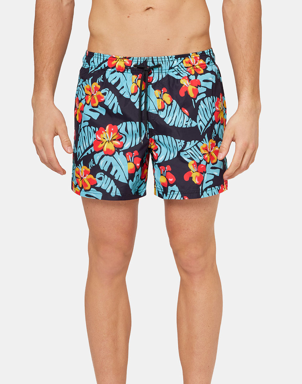 SHORT DE BAIN AVEC MOTIF FANTAISIE TROPICALE